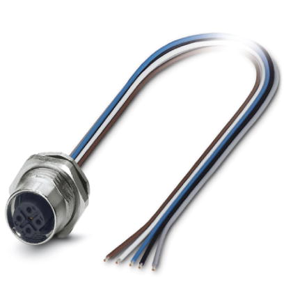Phoenix Contact M12 Receptacle; SACC-DSI-M12FSB-5CON-M16/0;5; Female; 5-Pin; 5-Wire; B - Reverse Key; Rear Mount; 0.5m Lead Wire